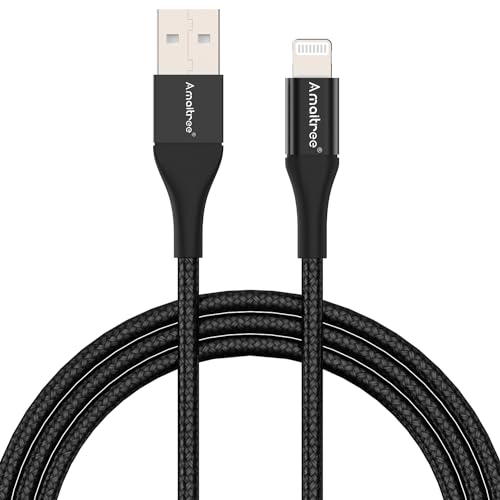 Premium Apple MFi Certified 4 Ft Lightning Cable 2-Pack – Fast Charging USB A to Lightning Braided Cable for i Phone 14/13/12/11/XS/XR/8/7/6/5 – Durable Woven Design for Enhanced Longevity & Car Play Compatibility – Sleek Black Finish
