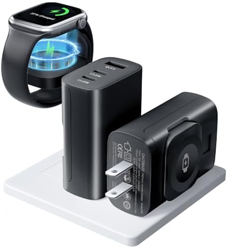 40 W 4-in-1 Fast Charger for i Phone, Apple Watch & Air Pods – Portable Multi-Device Charging Station with Dual USB Wall Block – Ideal Travel Companion for Apple Users – Enhanced Compatibility & Efficient Power Delivery