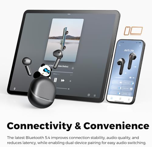 Transform Your Listening Experience with Sound PEATS Air5 Lite Wireless Earbuds – Exceptional Bluetooth 5.4 Performance, 13 mm Drivers for Immersive Hi-Res Audio, and State-of-the-Art Environmental Noise Cancellation for Crystal Clear Calls – Robust 30-Hour Battery Life with Rapid Recharge Capability – Ideal for Audiophiles, Gamers, and Professionals Seeking Superior Comfort and Sound Clarity