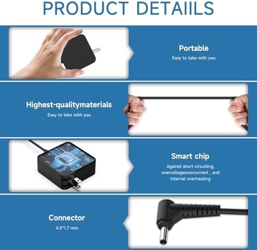 High-Speed 65 W Lenovo Ideapad Charger for Models 100, 110, 120, 130, 310, 320, 330 – Reliable Power Supply with Intelligent Protection, AC Power Adapter & Cable Included for Ultimate Compatibility and Safety