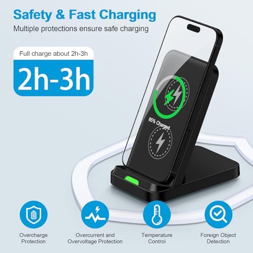 15 W Fast Wireless Charging Stand for Google Pixel 9 Pro & Samsung Galaxy Devices – Anti-Slip, Case-Friendly Dock with 18 W QC3.0 Adapter – Dual-Coil Design for Vertical & Horizontal Charging – Safe, Reliable Power Station with Multiple Protection Features – Ideal for Pixel 9 Pro XL, Fold, 8 Pro, 7 Series & More – Quick Charge for i Phone 16 & Moto G Stylus 5 G – Enhance Your Charging Experience with High-Speed Performance and Versatile Compatibility – Perfect for Home or Office Use