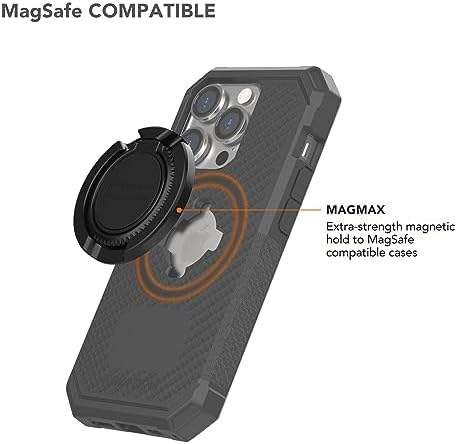 Rokform Sport Ring Grip & Stand – Mag Safe Compatible Metal Phone Holder for Superior Stability and Hands-Free Convenience – Sleek Black Accessory Enhancing Active Lifestyles and Everyday Use with Adjustable Features for Enhanced Phone Control and Versatile Viewing