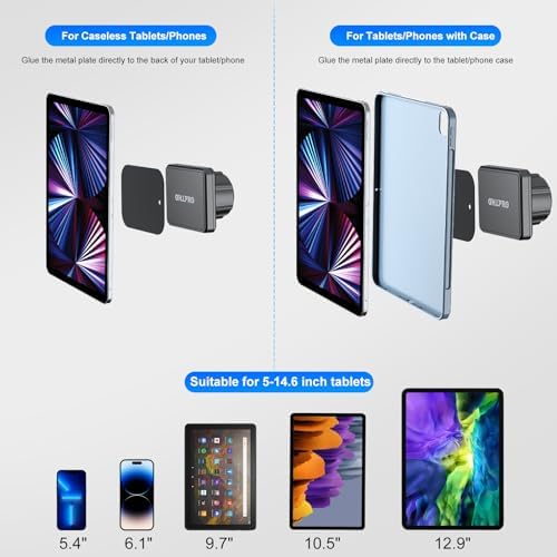 OHLPRO 360° Rotatable Magnetic Tablet Wall Mount Holder – Versatile i Pad Stand with Dual Metal Plates for Secure and Flexible Use on Walls, Boats, and Cabinets – Ultimate Stability and Convenience for Home and Office