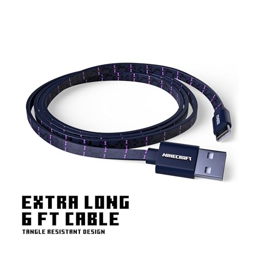 LIQUIPEL Powertek Minecraft Charging Bundle – Dynamic Dual USB-A to C Wall Adapter with Enderman Graphics & High-Speed Charge Cable for Gamers – Ultimate Portable Power Solution, Enhanced Compatibility & Durability for Devices