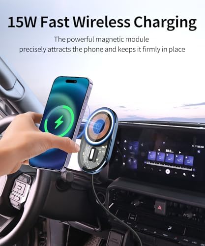 Wireless Charging car Phone Holder for Toyota Land Cruiser Prado 250 J250 LC250 2024 2025 Accessories 8/12.3 inch Screen Fixed Clip,360° Rotation car Phone Mount Compatible with MagSafe – Enhanced Compatibility and Speed