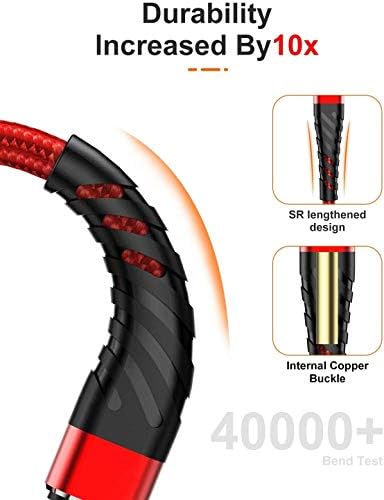 Cyven Smart 3-Pack 6 Ft MFi Certified Lightning Cables – Fast Charging USB A to Lightning Cords for i Phone 14/13/12/11/XS/XR/X/8/7/6/5/SE Plus Pro Max Mini – Durable Red Design for Ultimate Flexibility and Speed