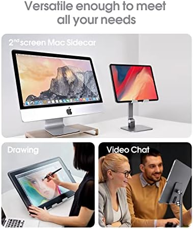 Revolutionize Your Workspace with the elitehood Aluminum i Pad Stand – Ultra-Stable, Adjustable Tablet Holder for Home & Office, Compatible with i Pad Pro 12.9, i Pad Air, Mini 6/5/4/3 in Sleek Black – Enhance Comfort & Productivity Effortlessly