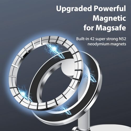 for MagSafe Car Mount, 360° Rotation Phone Holder for Car, Universal Dash Car Mount, All-Metal Magnetic Phone Mount for Car Fit for iPhone 15 14 13 12 Pro Max Plus Mini MagSafe Cases – Enhanced Compatibility and Speed