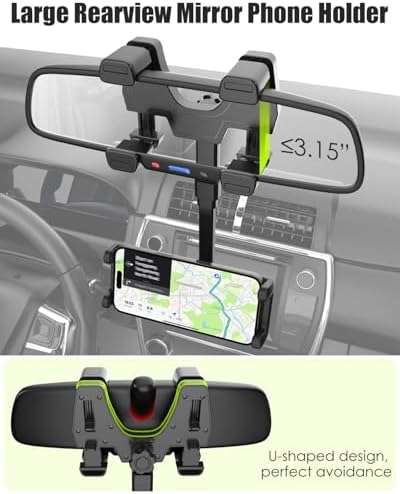 Universal 360° Rotatable Car Rear View Mirror Tablet Holder – Secure Phone Mount for i Pad Pro 12.9, Galaxy Z & 4-13” Devices – Enhanced Viewing & Safety for SUVs and Trucks – Effortless Installation & Versatile Adjustment
