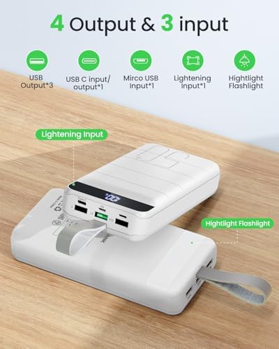 High-Capacity 50000 m Ah Portable Power Bank with Fast Charging 22.5 W – Multi-Device USB-C Battery Pack for i Phone, Samsung Galaxy & More – Ultimate Reliability for On-the-Go Charging