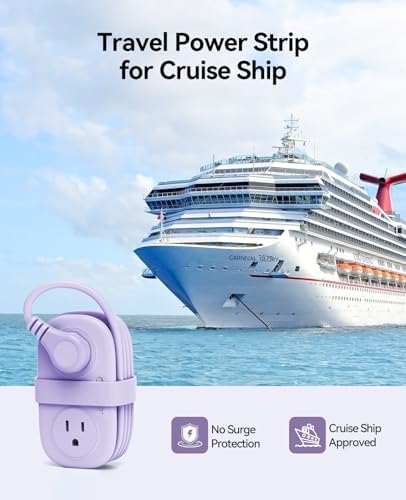 Compact Travel Power Strip by ORICO – 4 AC Outlets & 3 USB Ports (1 USB-C) with 4 FT Flexible Cord – Cruise Approved Portable Charging Station for Hotels and Adventure Trips – Ultimate Solution for Modern Travelers