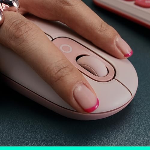 Logitech POP Wireless Mouse in Heartbreaker Rose – Customizable Emojis, Silent Click Technology, Precision Scrolling & Multi-Device Compatibility for Effortless Navigation and Personal Expression