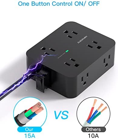 Maximize Your Power Efficiency with HANYCONY 5 Ft Ultra Thin Flat Plug Surge Protector Power Strip – 8 Outlet Extender & 4 Fast-Charging USB Ports (2 USB-C) for College Dorm Room Essentials – 1080 Joules Surge Protection & Wall Mount Design in Sleek Black Finish