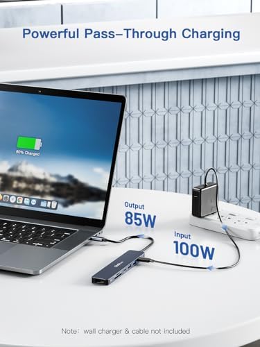 Transform Your Workspace with the dockteck 7-in-1 USB C Hub: Ultimate 4 K HDMI Adapter, Fast Ethernet, and 100 W Power Delivery for Mac Book, i Pad Pro, and XPS – High-Speed Connectivity and Dual SD/TF Card Slots for Enhanced Productivity and Seamless Data Transfer