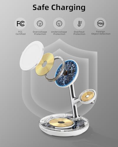 TRIBONE 3-in-1 Magnetic Wireless Charger Stand for Apple: Fast Charging Solution for i Phone 16/15/14/13/12, Apple Watch, and Air Pods in Unique Panda Color – Streamlined Convenience with Enhanced Compatibility and Effortless Device Alignment