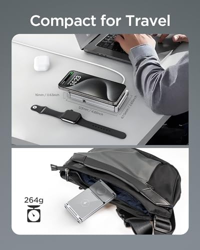 Hohosb Foldable 3-in-1 Magnetic Wireless Charger Station – Premium Zinc Alloy Design for i Phone 15/14/13/12, Air Pods Pro/3/2, and Apple Watch – Mag Safe Compatible, Fast Charging, and Travel-Friendly Solution for All Your Devices (Blue)