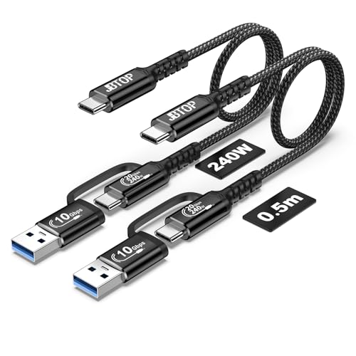 Premium USB A to C Android Auto Cable 3.3 ft [2 Pack] – Fast Charging USB C 3.1 & 20 Gbps Data Transfer for Seamless Connectivity with i Phone 16, Galaxy S23, Pixel 9 Pro – Enhanced Durability & Versatile Use for Car Play and Navigation
