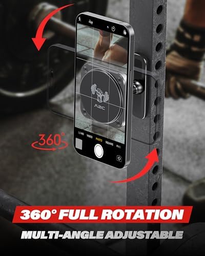 A2C Magnetic Phone Holder for Gym – Aluminum Alloy Base Attach to Metal Surfaces, Gym Phone Mount for MagSafe iPhone 12-16 Series, Ideal Gym Essentials for Workouts Recording – Enhanced Compatibility and Speed