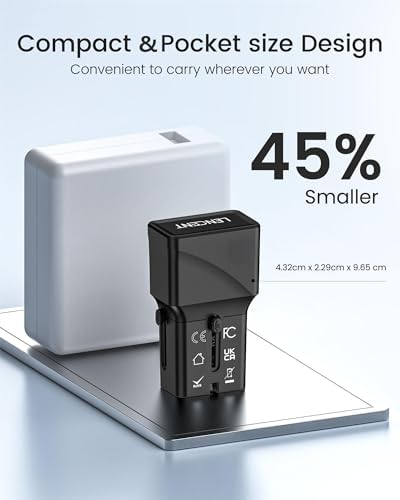LENCENT Global Travel Power Adapter – Compact High-Speed PD 20 W & QC 3.0 Universal Charger for Seamless International Use – Lightweight Outlet Converter for US, UK, EU, Japan & More – Essential Fast Charging Solution for World Travelers