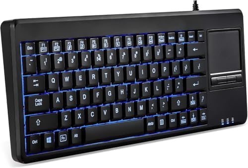 Revolutionize Your Workspace with the Perixx PERIBOARD-315 H Wired USB Backlit Keyboard – Integrated Touchpad & Dual USB Ports for Ultimate Efficiency in Black, Perfect for Windows Users