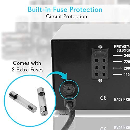 Pyle 500 W Universal Voltage Converter with USB Port – Essential Travel Adapter for Global Voltage Compatibility, Step-Up & Step-Down Functionality, Enhanced Safety Features, and Rapid Device Charging for Seamless International Connectivity