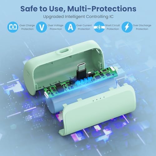 Ultra-Compact 5200 m Ah USB C Power Bank – Fast Charging Mini Portable Charger for i Phone 16/16 Plus/15/15 Plus/15 Pro Max, Galaxy S25/S24, i Pad, and Android Devices – Essential Power Solution for On-the-Go Charging