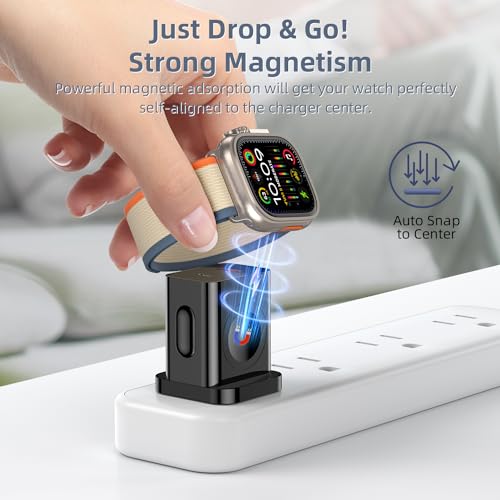 Ultimate 20 W Magnetic Wireless Charger for Apple Watch & i Phone – 3-in-1 Fast Charging Block with Dual USB-C Ports for Seamless Travel Power Solutions – Fully Compatible with All Apple Watch Models and i Phone Devices