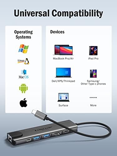 Enhance Your Workflow with Lemorele 9-in-1 USB C Hub Multiport Adapter – Gigabit Ethernet, 100 W PD Fast Charging, 4 K HDMI Output, 3 USB 2.0 Ports, 5 Gbps USB C Data Transfer, SD/TF Card Reader – Perfect Docking Station for Mac Book, Lenovo, HP & Dell Laptops