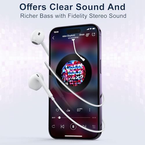 Discover Unmatched Sound Quality with Our 2-Pack Wired Earbuds for i Phone – Premium Noise-Cancelling Headphones with Built-In Microphone & Volume Control for Effortless Use Across i Phone 14/Pro/Max/Plus/13/12/11/XR/XS/X/8/7/SE – Perfect for Music, Calls, and Immersive Entertainment Experience. These ergonomically designed earbuds deliver superior audio clarity while expertly minimizing background noise, making them an ideal choice for both music enthusiasts and busy professionals seeking an optimal listening experience. Equipped with user-friendly volume control and a built-in microphone, manage your calls and audio seamlessly without interruptions. Plug-and-play functionality ensures instant compatibility with your i Phone, allowing you to enjoy rich, immersive sound quality right out of the box. Crafted from durable materials, this 2-pack offers long-lasting comfort and convenience, whether for daily commutes, workouts, or leisurely home listening. Elevate your audio journey with these essential wired earbuds that provide both reliability and exceptional performance.