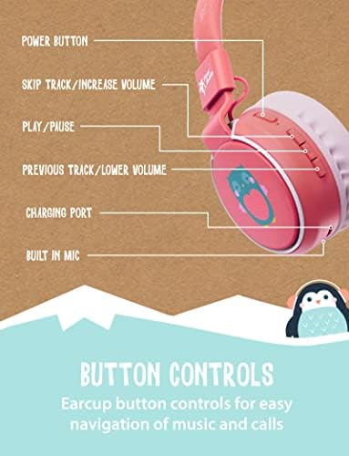 Charming Penguin-Designed Wireless Kids Headphones with Safe 85 d B Volume Limiter – Foldable Bluetooth Earphones for Hassle-Free Listening on Tablets and Smartphones, Ideal for School, Travel, and Music – Lightweight, Cozy Fit with Integrated Microphone for Effortless Hands-Free Communication