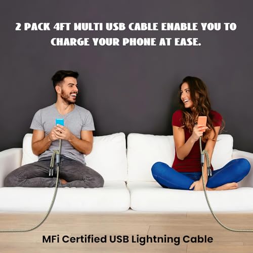 240 W 4-in-1 USB C Charging Cable – 6 FT Multi-Device Power Solution with LED Indicator for i Phone 16/15/14 Pro, Mac, i Pad, Samsung S25/S24 – Fast Charging Compatibility, Durable Design for Home & Travel