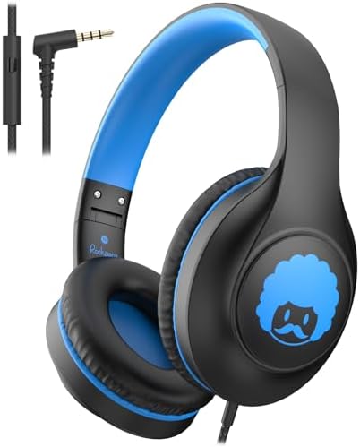 Rockpapa C24 Foldable Kids Headphones with Microphone – Lightweight Wired Audio Solution in Eye-Catching Purple & Green for School, Travel, and Play – Ideal for Young Listeners with Enhanced Compatibility and Superior Portability