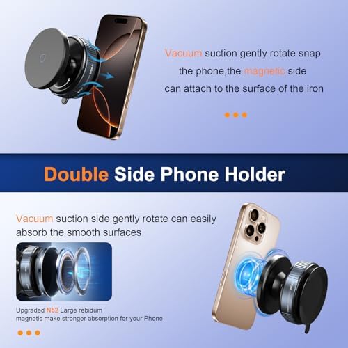 Revolutionary 360° Adjustable Magnetic Suction Cup Phone Holder – Versatile, Portable Smartphone Mount for Car, Gym, Kitchen, and Mirrors – Universal Compatibility with i Phone and Android Devices – Enhanced Stability and Effortless Multi-Tasking Experience