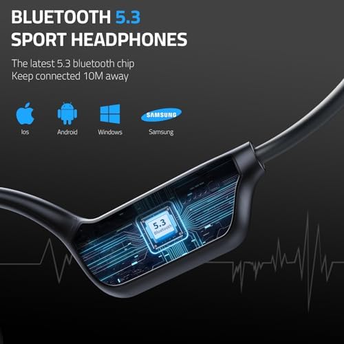 Revolutionize Your Swim: Bluetooth 5.3 Bone Conduction Headphones with 8 GB MP3 Storage – IPX8 Waterproof Open Ear Design for Ultimate Audio Enjoyment and Safety During Workouts