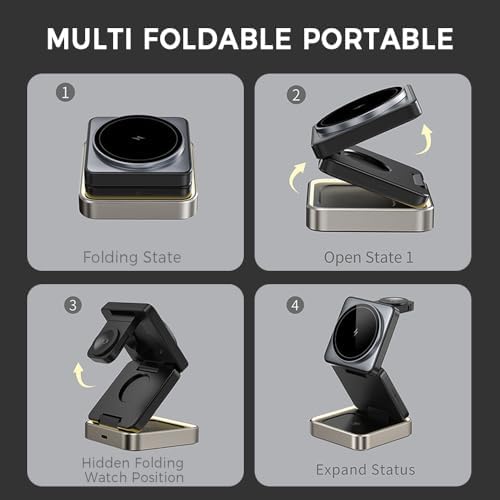 Revolutionize Your Charging Experience with the Ultimate 3-in-1 Fast Charging Station – Magnetic Wireless Dock for i Phone 16 Pro Max, 15, 14, 13, 12, Plus Apple Watch & Air Pods Compatibility – Portable Multi-Device Power Hub with USB-C Headphone Stand for Effortless Tech Management and Unmatched Charging Speed