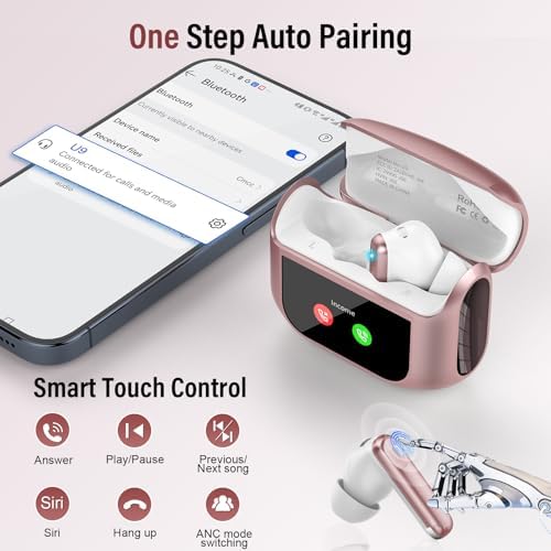 Thunelec Star Sand Purple Wireless Earbuds – Premium Bluetooth 5.4 Headphones with 48-Hour Battery, Advanced ANC/ENC Noise Cancellation, IPX7 Waterproof Protection, Touch Control, and Customizable EQ Modes for Ultimate Sound Experience in Any Environment