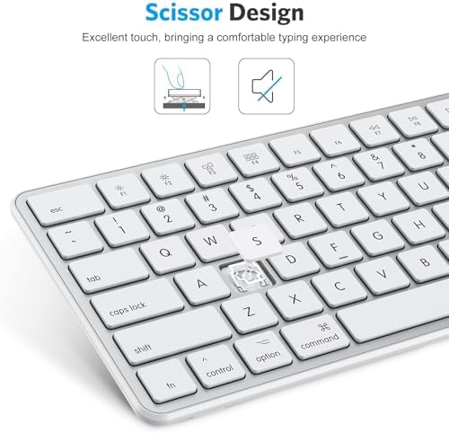 OMOTON Bluetooth Wireless Keyboard for Mac – Ergonomic Design with Numeric Keypad, Rechargeable Battery, Sleek Black & Grey Finish – Enhanced Compatibility for Mac Book Pro, Air, i Mac, Mac mini, and PC Users – Experience Unmatched Typing Speed and Comfort