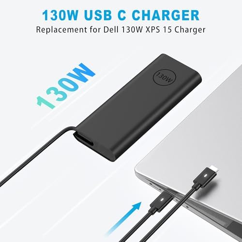 High-Performance 130 W USB-C Dell Laptop Charger – Ultimate Compatibility for XPS 15, Precision 5570, Latitude Series – Fast Charging Power Supply with 100-240 V Input for Enhanced Efficiency and Reliability – Ideal Replacement Adapter for Your Dell Devices – Exceptional Customer Service Included