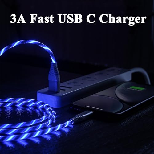 Illuminate Your Charging Experience with the 6.6 FT Light Up USB Type C Charger Cable – 3 A Fast Charge LED Cord for i Phone 16/15 Series & Samsung Galaxy S20/S10/S9/S8, LG V40/V30 – Stylish, Durable, and Enhanced Compatibility for Modern Devices