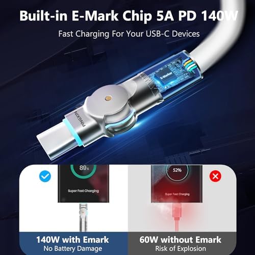 Maximize Your Charging Potential with 10 ft USB C to USB C Cable – 2-Pack, 240 W Fast Power Delivery for i Phone 16, Mac Book Air, Galaxy S23/S24, Durable Construction with Reinforced Connectors, Stylish Orange & White Design for Enhanced Flexibility and Performance