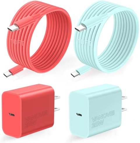 Ultimate 10 FT USB C Fast Charging Bundle for i Phone 16 Series – Dual USB C Charger Block with Long Cords for Enhanced Compatibility and Speed – Ideal for i Phone 16/16 Plus/16 Pro/16 Pro Max, i Pad, and Android Devices – Compact, Durable, and Portable Power Solution