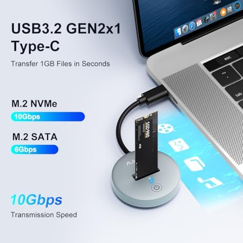 MAIWO Tool-Free M.2 NVMe SATA SSD to USB-C Adapter – 10 Gbps High-Speed Docking Station with UASP & Trim Support, 8 TB Capacity, Ultimate Storage Expansion for Professionals and Creatives