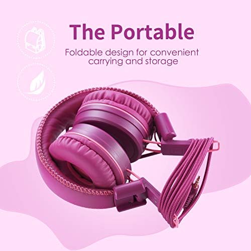Vibrant Adjustable Purple M1 Kids Headphones – Lightweight Foldable On-Ear Stereo Headset with Tangle-Free 3.5 mm Jack for Engaging Audio Adventures – Perfect for Music, Movies, and Learning Activities – Durable Design for Young Listeners