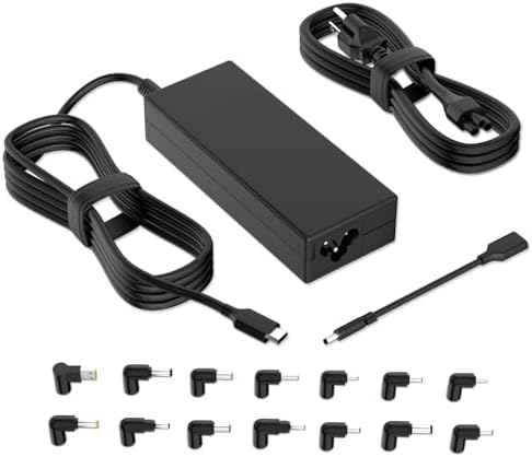Ultimate 100 W USB-C Universal Laptop Charger with 15 Interchangeable Tips – Fast Charging Power Adapter for Mac Book, Dell, HP, Lenovo, Asus, Acer, Samsung & Chromebook – Global Compatibility with Smart Auto-Detection & Advanced Safety Features