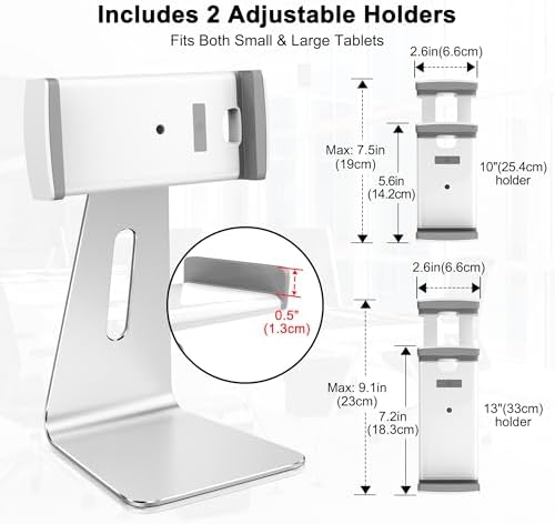 Transform Your Digital Experience with the Above TEK Premium Adjustable Aluminum Tablet Stand – Versatile Kiosk Holder for 7-13 Inch Devices like i Pad Pro and Galaxy Tab – Sleek Design Perfect for Home, Office, and Retail Environments with Superior Stability and Ergonomic Viewing Angles