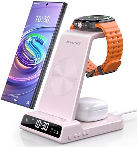 Ultimate 3-in-1 Wireless Charging Station for Samsung: Fast Charging Solution for Galaxy S25 Ultra, S24 Ultra, Z Flip 6 & Galaxy Watch Ultra/7/6/5/4/3 – Sleek Black Design for Enhanced Efficiency and Space-Saving Convenience