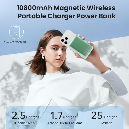 Advanced Magnetic Wireless Power Bank – 10800 m Ah Portable Charger with Foldable Stand, LED Battery Indicator, and 25 W Fast Charging for i Phone 16/15/14/13/12 Pro/Pro Max/Plus – Ultimate Compatibility and Convenience