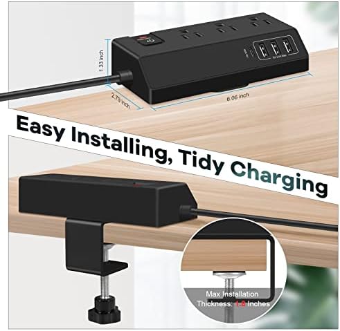 Ultimate 8-Outlet Power Strip Tower with 15 FT Extension Cord | Compact Surge Protector with 4 USB Ports & 20 W USB-C Fast Charging | Space-Saving Desk Organizer for Office & Home | Enhanced Compatibility for All Devices