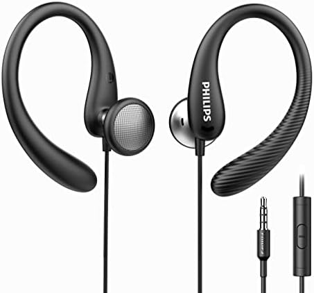 PHILIPS Over The Ear Sports Earbuds – Flexible Wrap-Around Headphones with Sweat-Resistant Design for Gym, Running, and Fitness Activities – Immersive Sound Quality with Built-In Microphone for Calls – Perfect for Active Lifestyles (White)