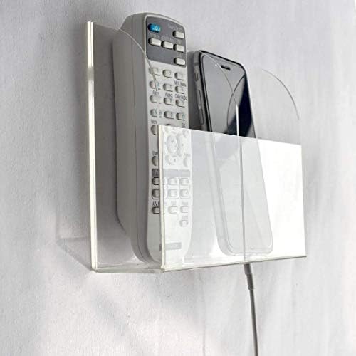 VANCORE Premium Clear Acrylic Wall-Mounted Charging Station: Ultimate Phone Holder & Remote Control Organizer with Triple Charging Ports for Streamlined Device Management – Chic Space-Saving Design for Every Room
